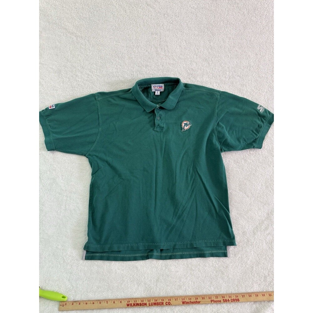 Vintage Pro Player NFL Miami Dolphins Polo Shirt 90s Heavy Cotton Men's Size XL